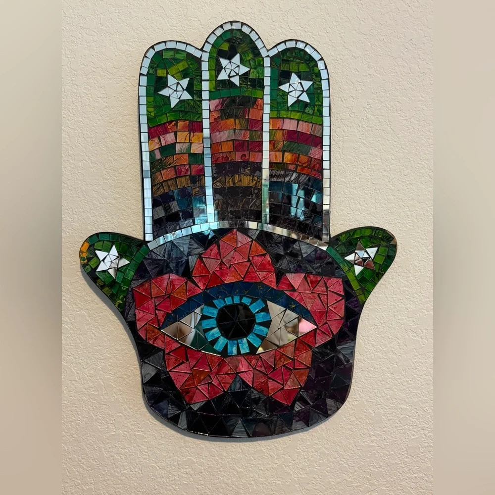 Large Hamsa Hand Mosaic Wall Hanging, 19.75